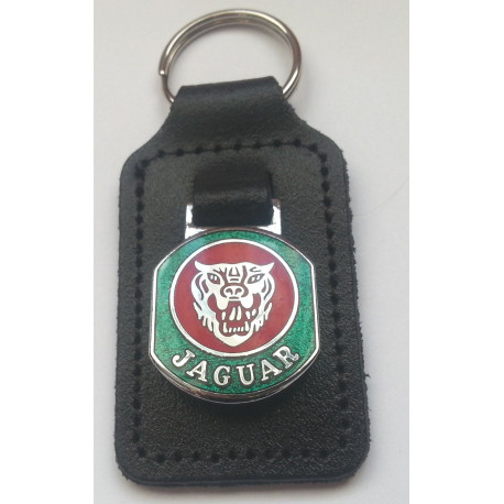 Jaguar Enamel and leather key ring