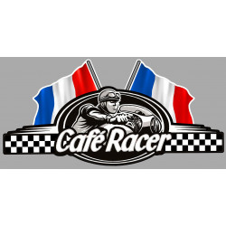 CAFE RACER ( without britain )  2 FRANCE FLAGS Sticker
