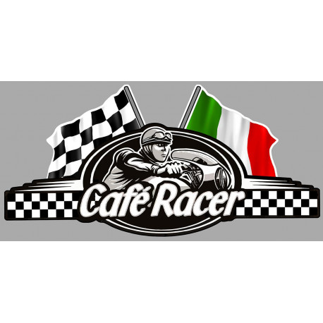 CAFE RACER  ITALIE FLAG ( sans bretagne )  Sticker droit