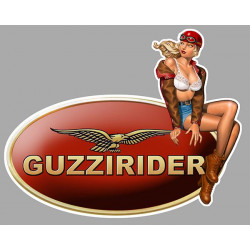 MOTO GUZZI " Guzzirider " Pin Up droite Sticker vinyle