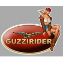 MOTO GUZZI " Guzzirider " Pin Up droite Sticker vinyle laminé