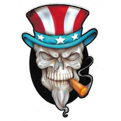 SKULL left US Uncle SAM Sticker UV 