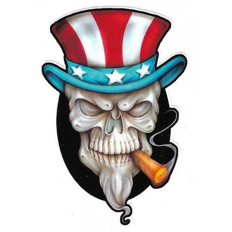 SKULL US Uncle SAM Sticker gauche 