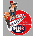 ROCKET Motor Oil left  Pin Up  Laminated decal