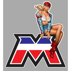 MOTOBECANE " M " Pin Up droite Sticker vinyle laminé