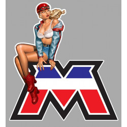 MOTOBECANE " M " Pin Up gauche Sticker vinyle laminé