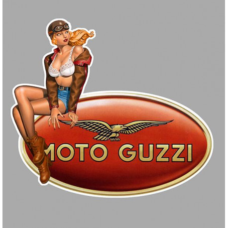 MOTO GUZZI left Pin Up Guzzirider Sticker vinyle gauche 
