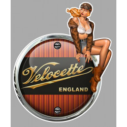 VELOCETTE Pin Up  droite Sticker Trompe-l'oeil  vinyle laminé