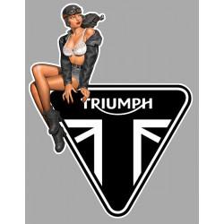 TRIUMPH Motorcycles Pin Up Sticker vinyle laminé gauche
