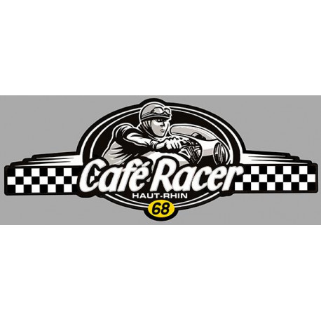 Dept HAUT RHIN 68 CAFE RACER bretagne   Logo  Sticker vinyle laminé