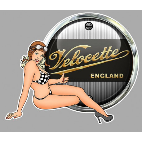 VELOCETTE Pin Up  droite Sticker Trompe-l'oeil  vinyle laminé