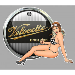 VELOCETTE Pin Up  gauche Sticker  Trompe-l'oeil vinyle laminé