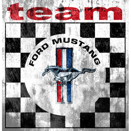 FORD MUSTANG TEAM Sticker vinyle laminé " vieilli "