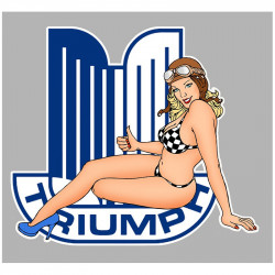 TRIUMPH AUTOMOBILE left Pin Up laminated decal