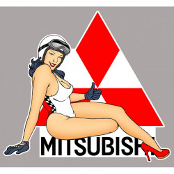 MITSUBISHI Flag Sticker droit vinyle laminé