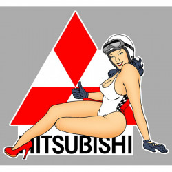 MITSUBISHI Flag Sticker gauche vinyle laminé