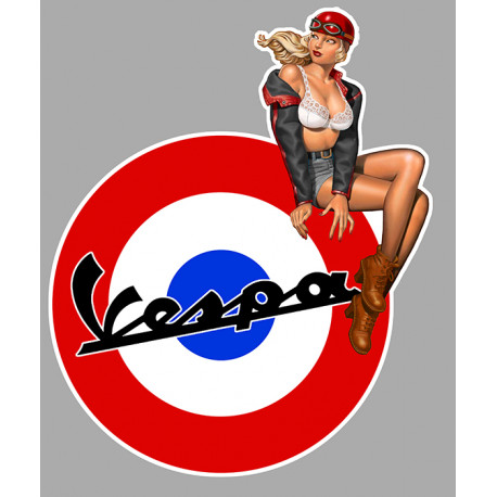 VESPA ( F )  Pin Up Sticker vinyle laminé droite