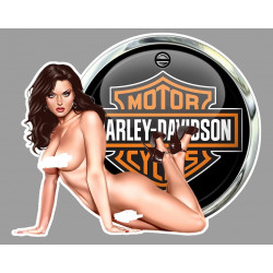 HARLEY-DAVIDSON Pin Up Sexy gauche Sticker vinyle laminé