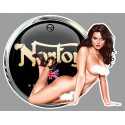 NORTON Pin Up Sexy droite Sticker vinyle laminé