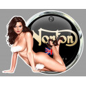 NORTON Pin Up Sexy droite Sticker vinyle laminé