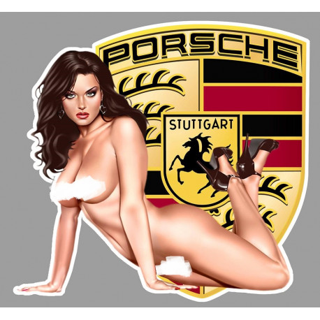 PORCHE Pin Up Sexy gauche Sticker vinyle laminé