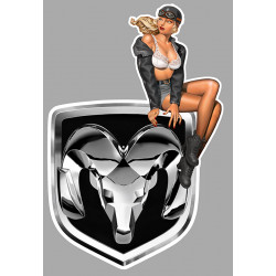 DODGE RAM Vintage Pin Up right Sticker laminated decal