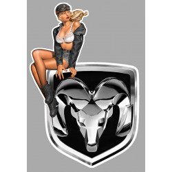 DODGE Pin Up Vintage Sticker gauche vinyle laminé