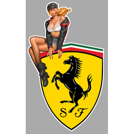 FERRARI Pin Up Vintage Sticker gauche vinyle laminé