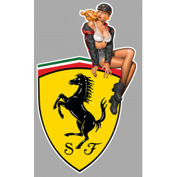 FERRARI Vintage Pin Up right Sticker laminated decal