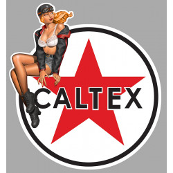 CALTEX Pin Up Vintage gauche Sticker vinyle laminé
