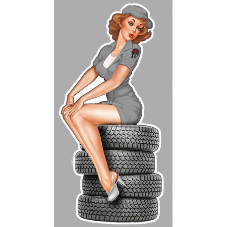 Pin Up  TYRES laminated decal