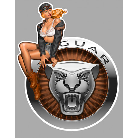 JAGUAR Pin Up Vintage Sticker gauche vinyle laminé