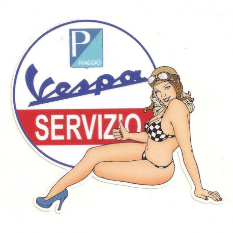 VESPA  SERVIZIO left Pin Up laminated decal