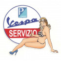 VESPA  SERVIZIO Pin Up Sticker gauche vinyle laminé