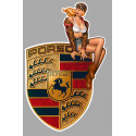 PORSCHE Vintage Pin Up right Sticker laminated decal