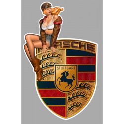 PORSCHE Pin Up Vintage Sticker gauche vinyle laminé