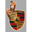 PORSCHE Pin Up Vintage Sticker gauche vinyle laminé