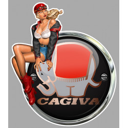 CAGIVA  Left Vintage Pin Up  laminated  decal