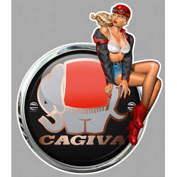 CAGIVA Vintage Pin Up Sticker droite vinyle laminé