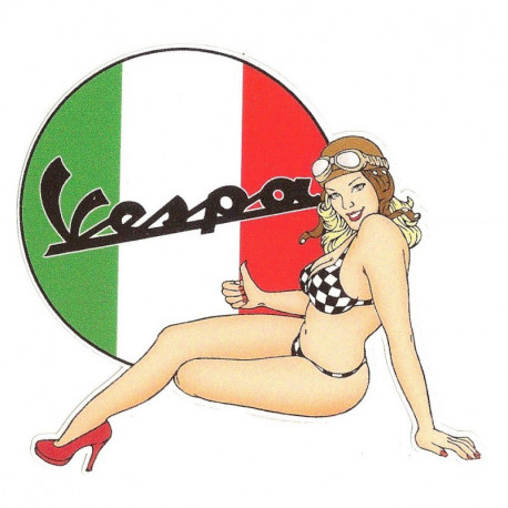 VESPA Pin Up  Sticker gauche vinyle laminé