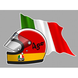 Giacomo AGOSTINI Flag helmet sticker vinyle laminé gauche