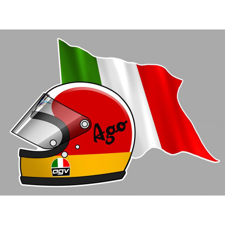 Giacomo AGOSTINI  Flag left Helmet laminated decal