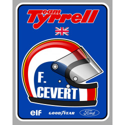 François CEVERT Helmet Tyrell sticker droit vinyle laminé