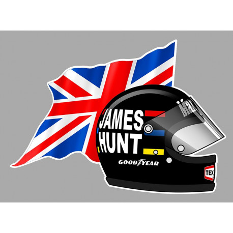 James HUNT Helmet UK Flag sticker droit vinyle laminé