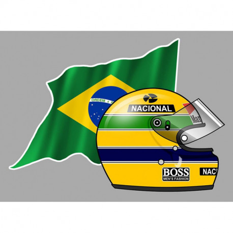 Ayrton SENNA Helmet Flag sticker droit