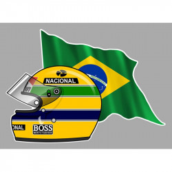 Ayrton SENNA Helmet left Flag laminated decal