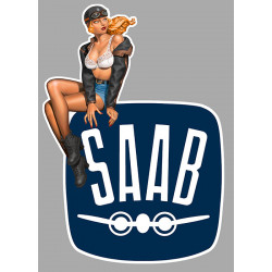 SAAB  Left Vintage Pin Up  laminated  decal