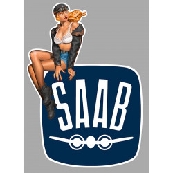 SAAB Pin Up Vintage Sticker gauche vinyle laminé