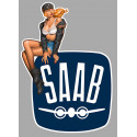 SAAB  Left Vintage Pin Up  laminated  decal