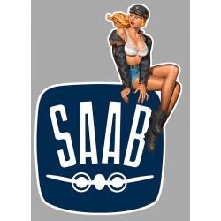 SAAB Pin Up Vintage Sticker droite vinyle laminé